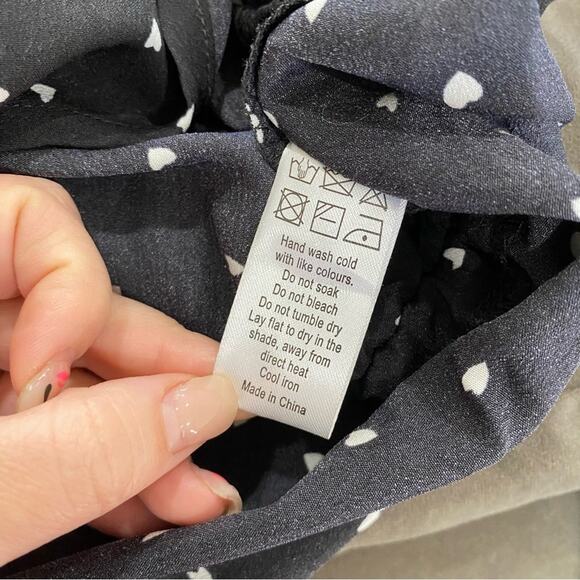 NWT Lioness String Along Mini Dress Black Heart Print Ruched Adjustable 4 - Picture 7 of 15